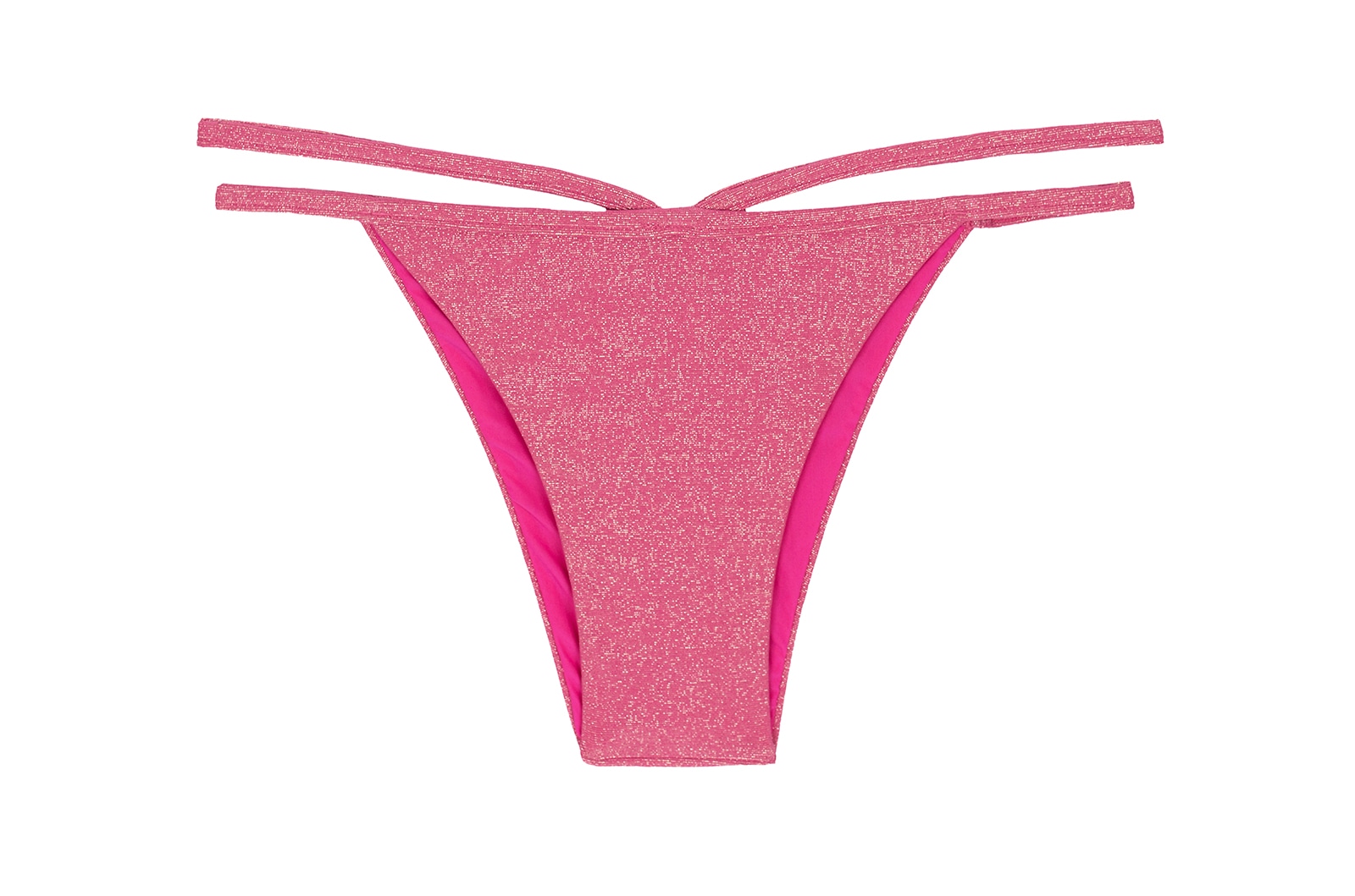 Strappy Pink Lurex Brazilian Bikini Bottom Calcinha Radiante Rosa