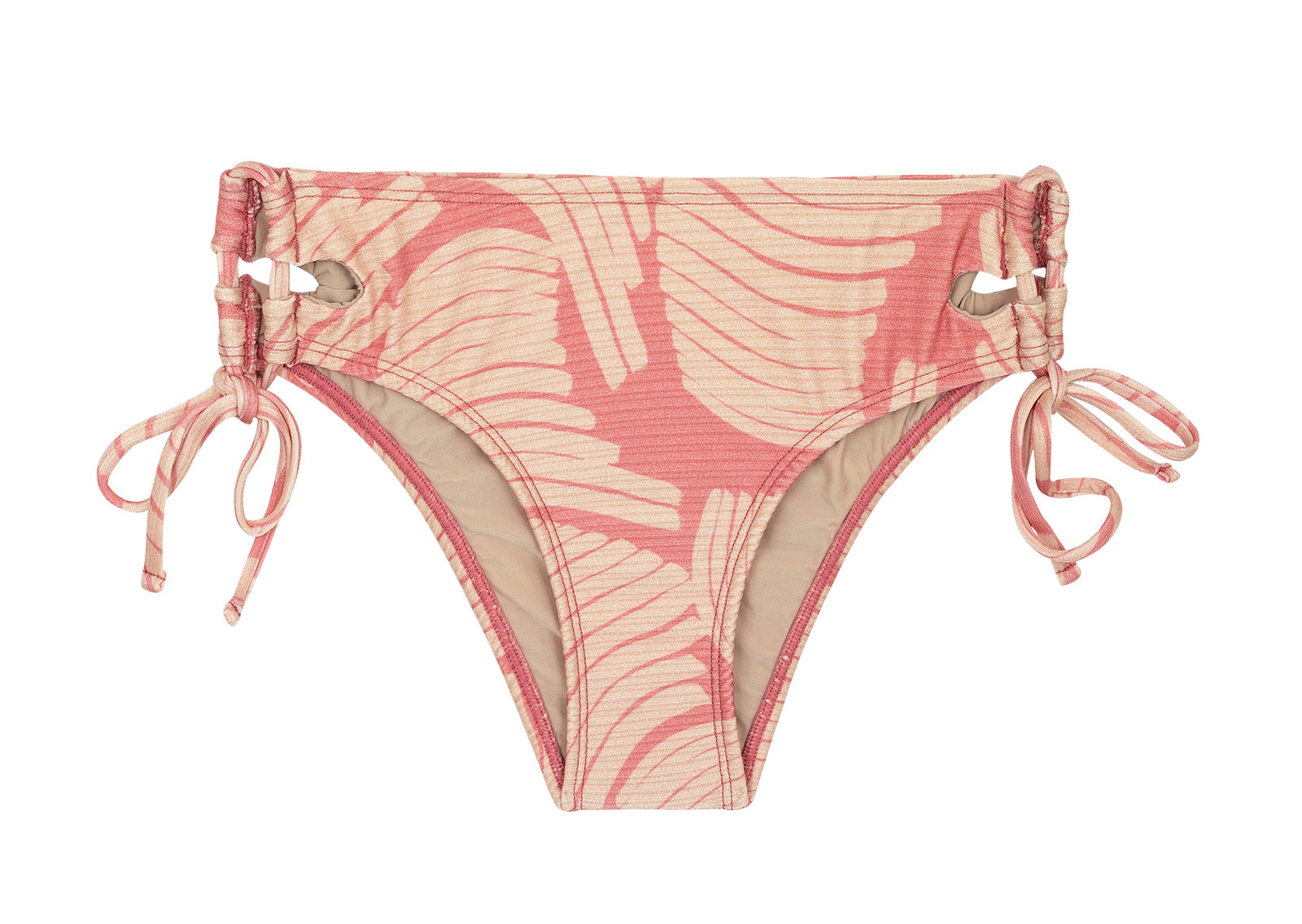 Pink Print Larger Side Laced Brazilian Bikini Bottom Bottom Banana