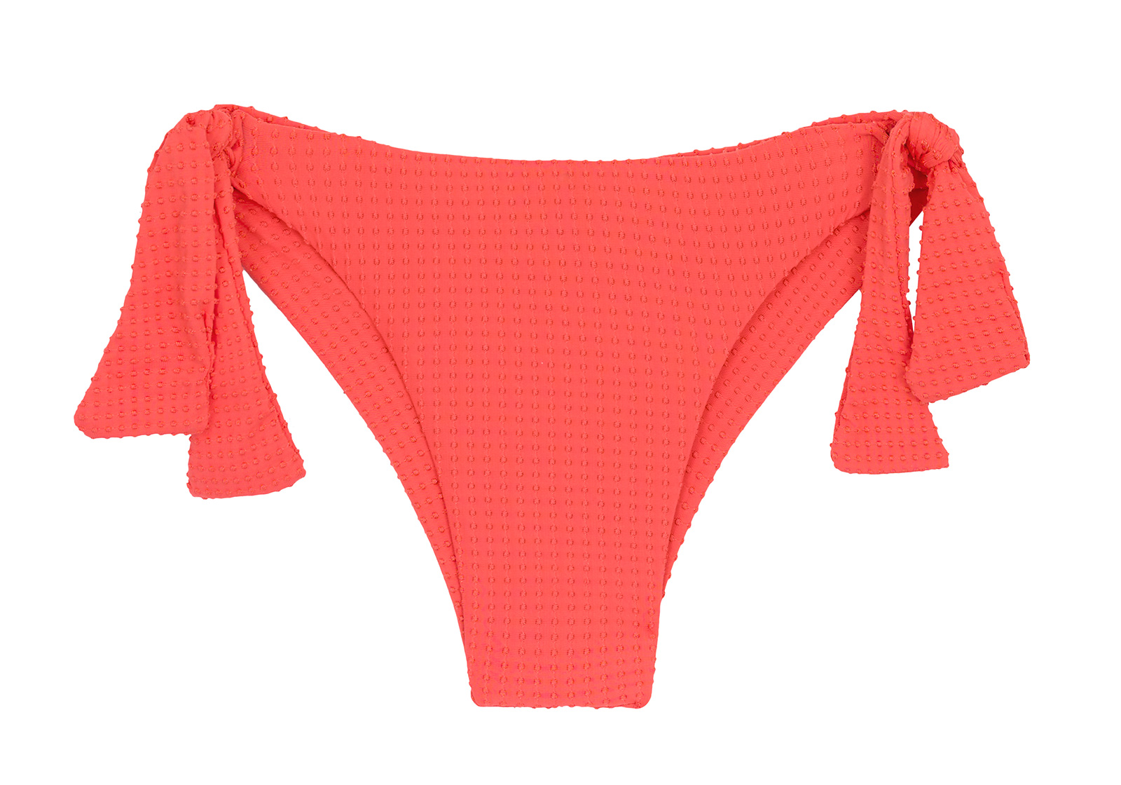 Textured Coral Side Tie Brazilian Bikini Bottom Bottom Dots Tabata