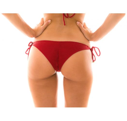 Textured And Accessorized Deep Red Bikini Bottom Bottom Duna Tri