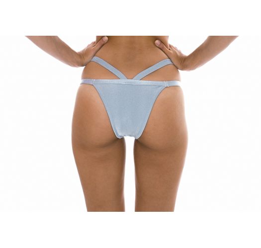 Silvery Brazilian Fixed Bikini Bottoms With Double Straps Calcinha