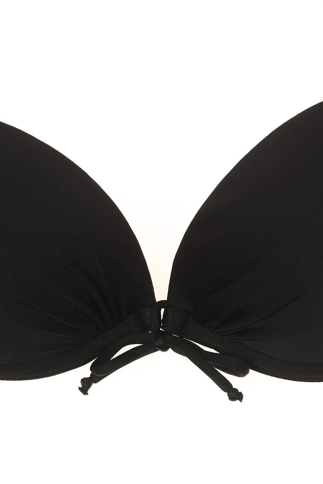 Black Pushup Bikini Top, Fixed Lowrise Bottom Essencial