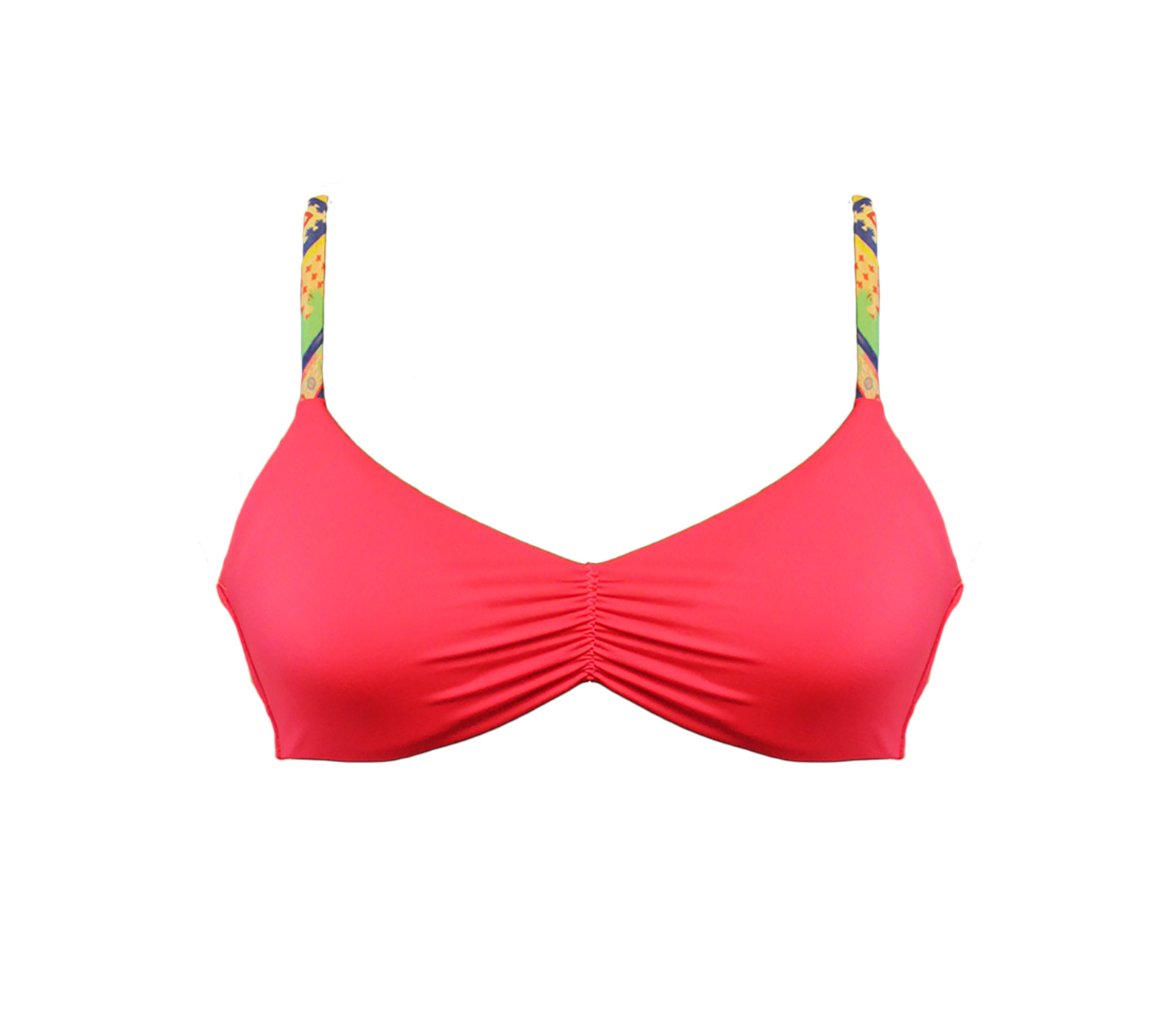 Pink Bra Top With Printed Back Straps - Soutien Etnico Strappy
