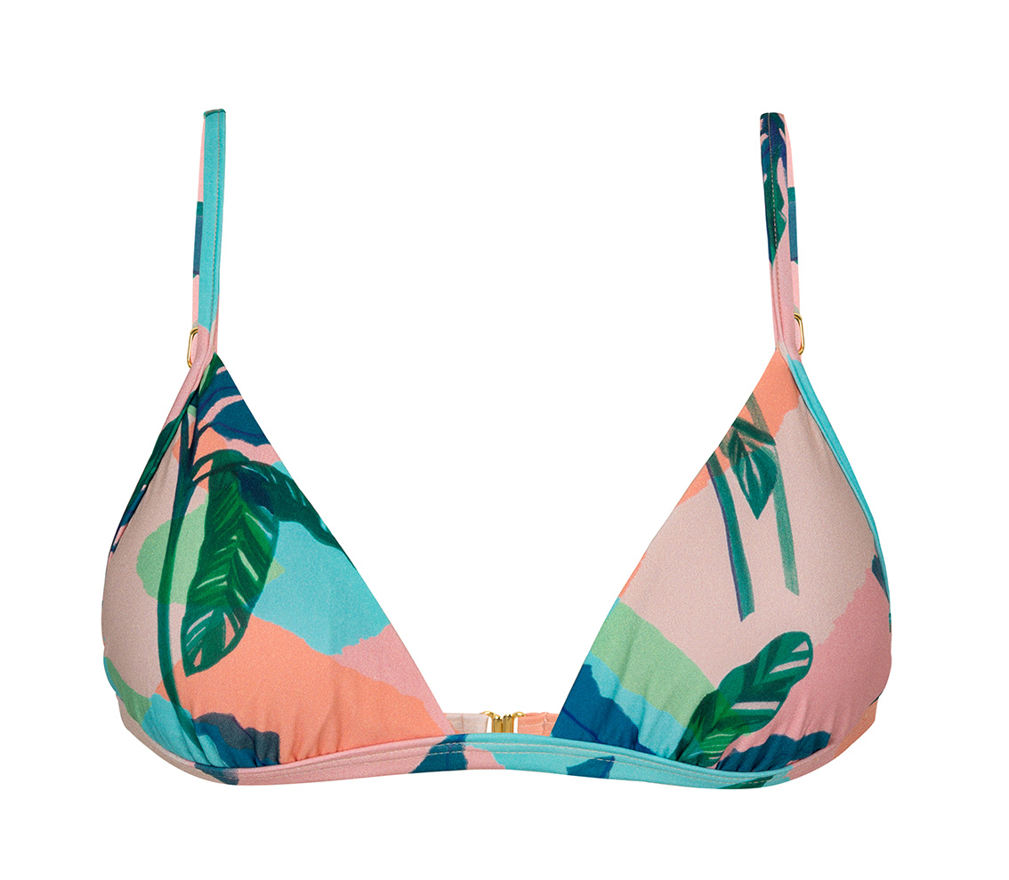 Triangle Bra Bikini Top In Tropical Pastel Print - Top Bojo Brisa - Salinas