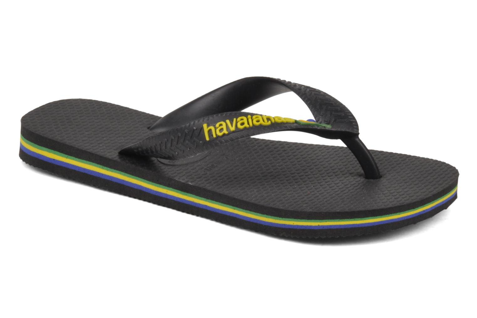 black and yellow flip flops