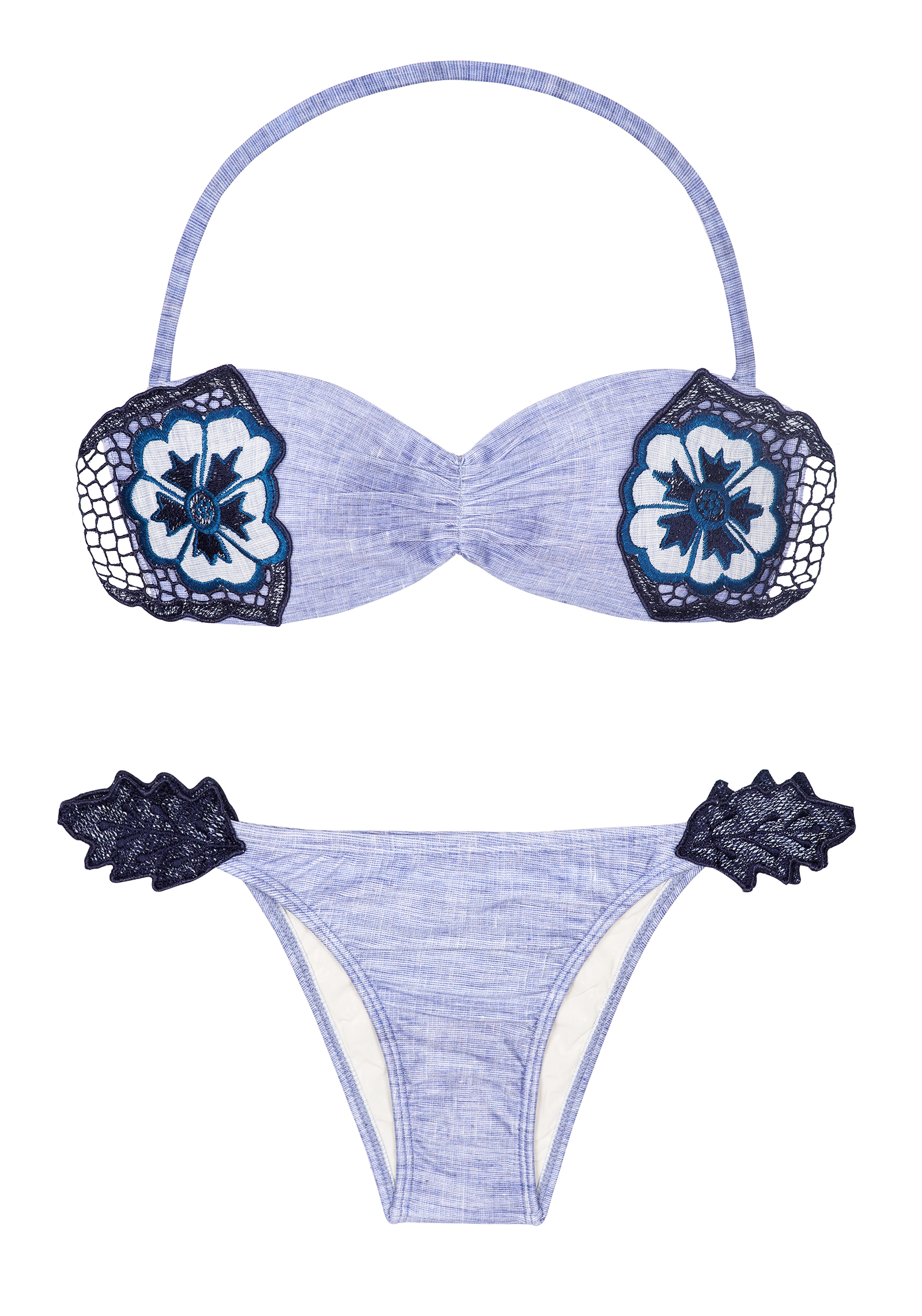 A Blue Bandeau Bikini With Braided Parts - Flor Richelieu - Agua de Coco