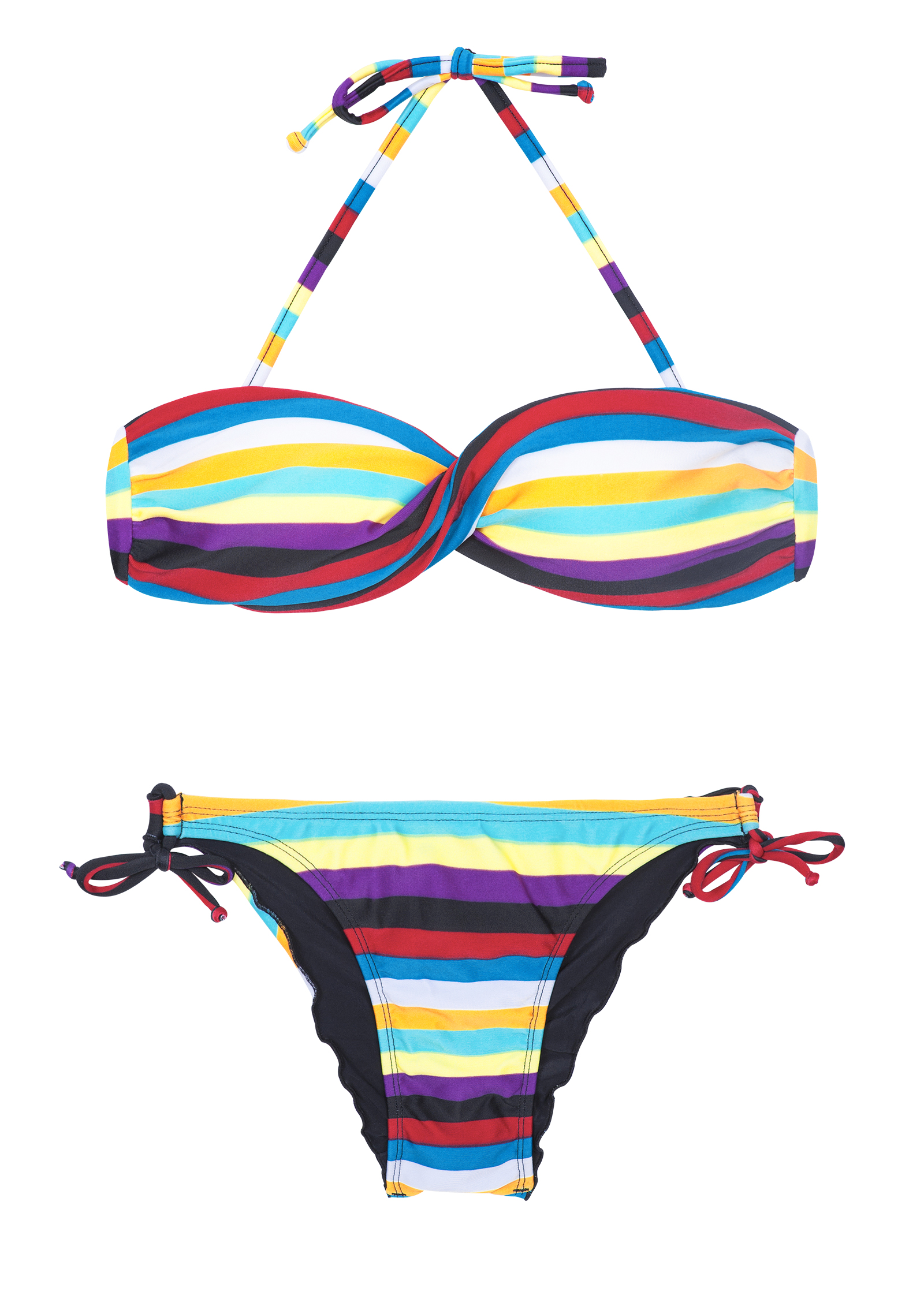 Twisted Bandeau Bikini With Colourful Stripes Inhambus Rio De Sol