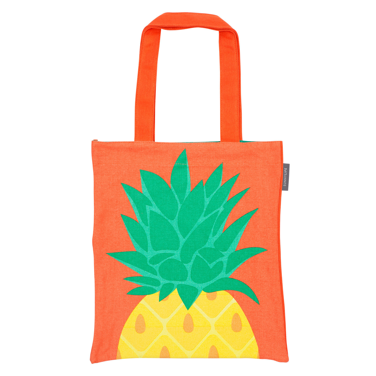 Bags Orange Cotton Tote Bag With Pineapple Print - Cool Pineapple