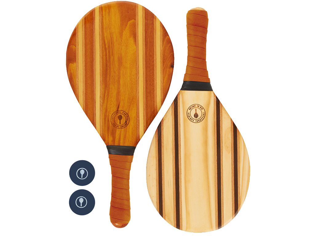 Frescobol Wooden Rackets With Dark Orange Neoprene - Leblon Beach Bat ...