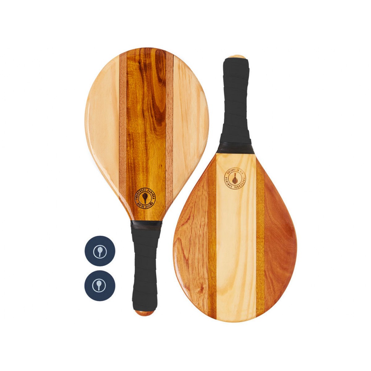 Black Neoprene Wooden Frescobol Rackets - Trancoso Beach Bat Black ...