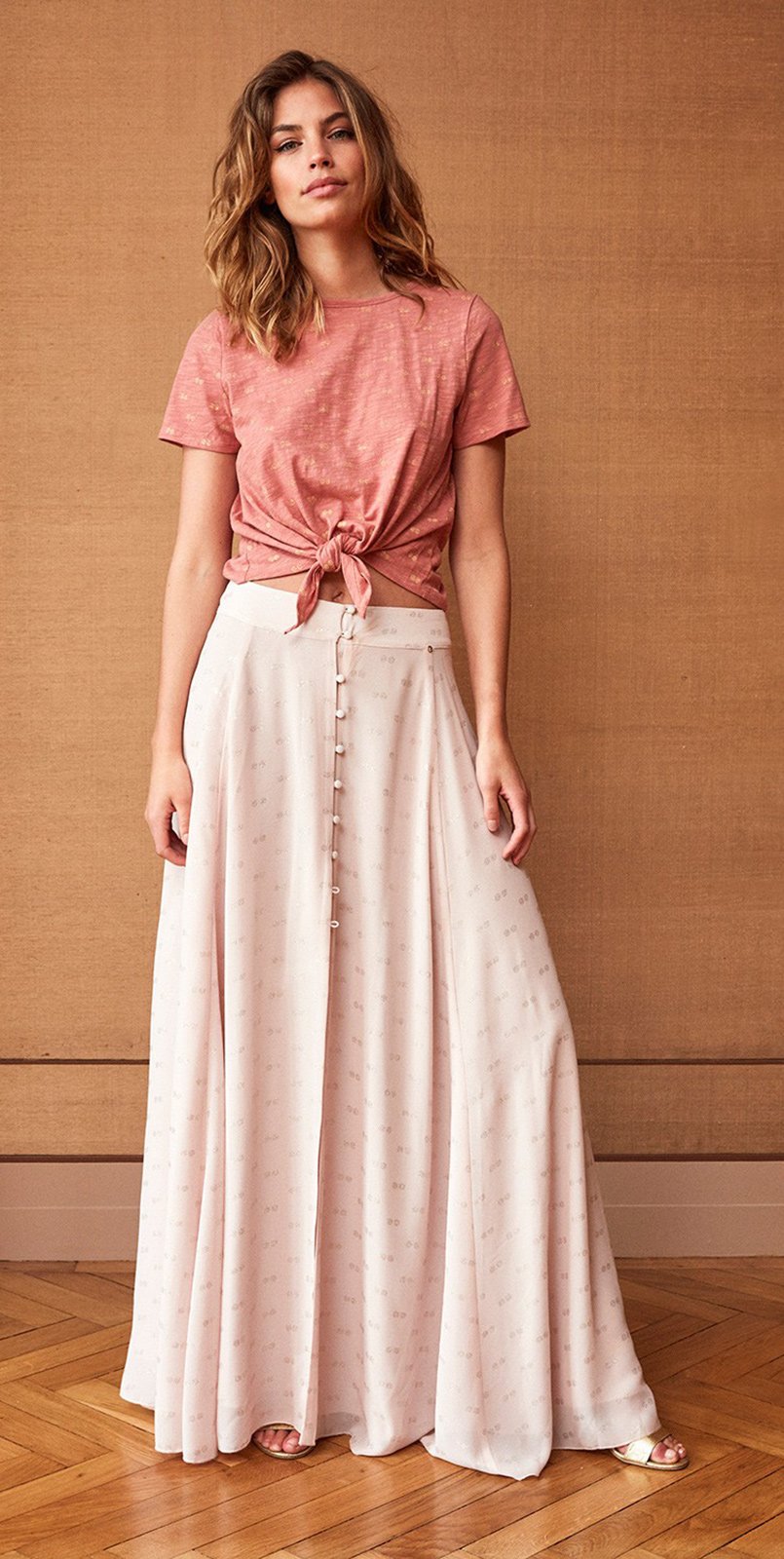 nude maxi skirt