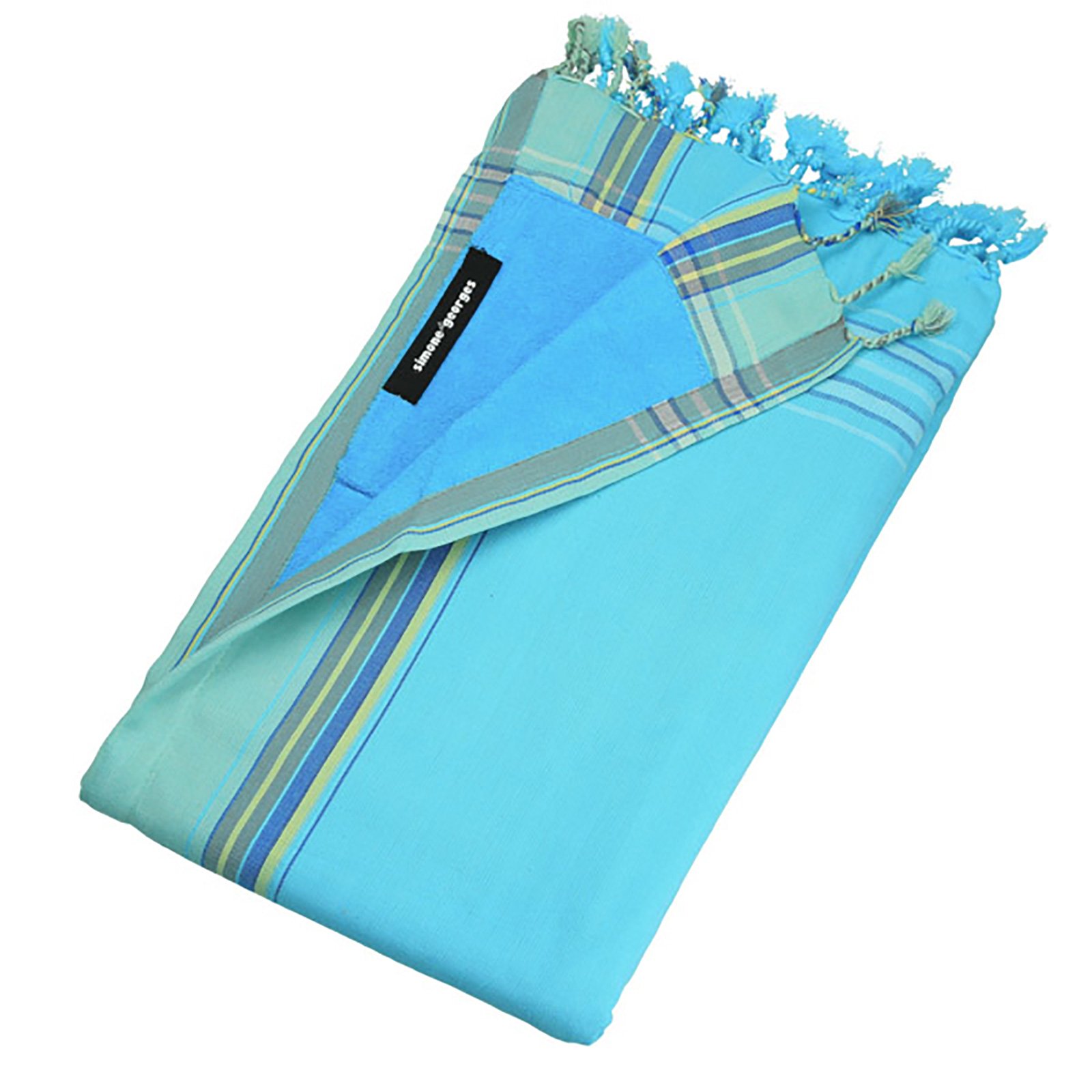 Beach Towel And Pareo - Reversible Sky Blue / Turquoise - Kikoy Blue ...