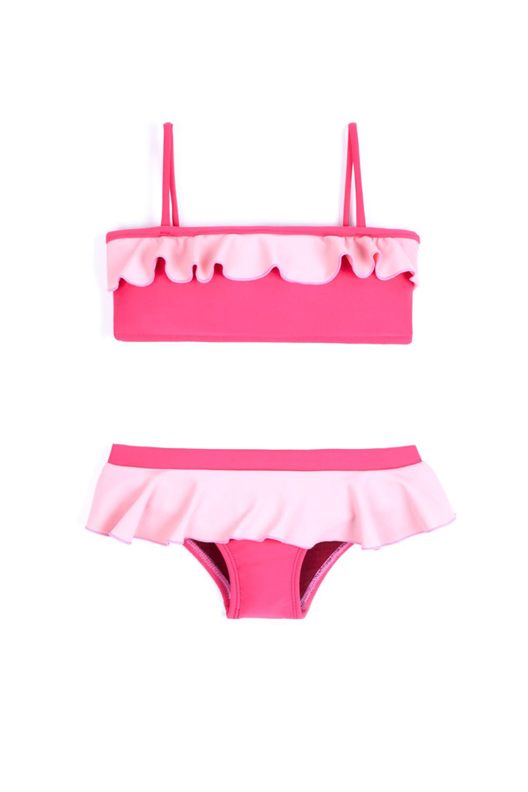 Ruffled Two-piece Swimsuit In Pink - Biquini Peteca Pink