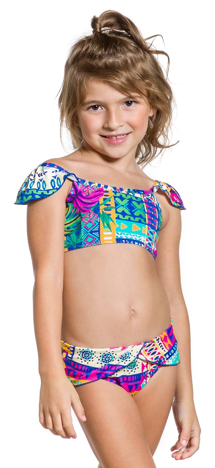 Girl Two Piece Swimsuit In Ethnic Colorful Print Girl Frufru Etnico