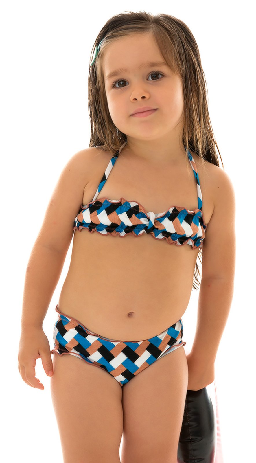 女の子用ツーピース水着 カラフルな女の子用バンドゥビキニ - Geometric Kids - ブランド Rio de Sol