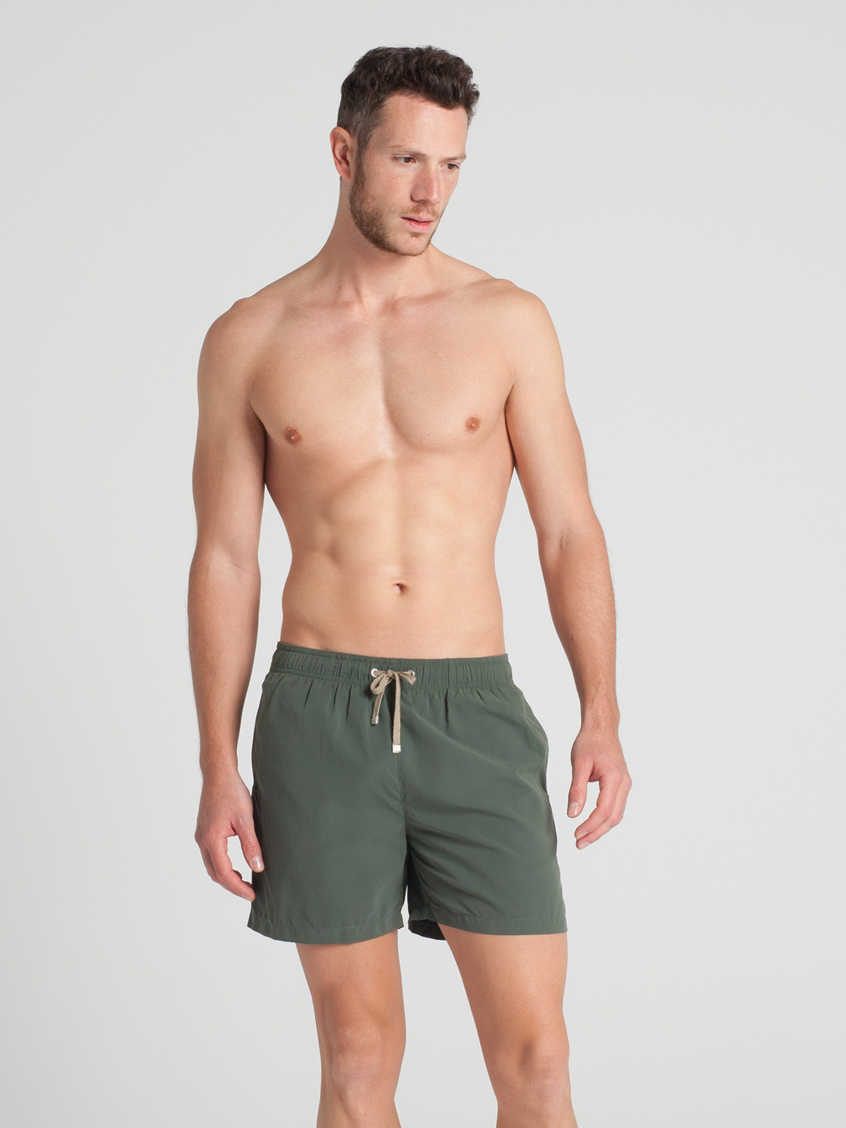 Swim Shorts Men`s Dark Khaki Swim Suits - Jungle Short