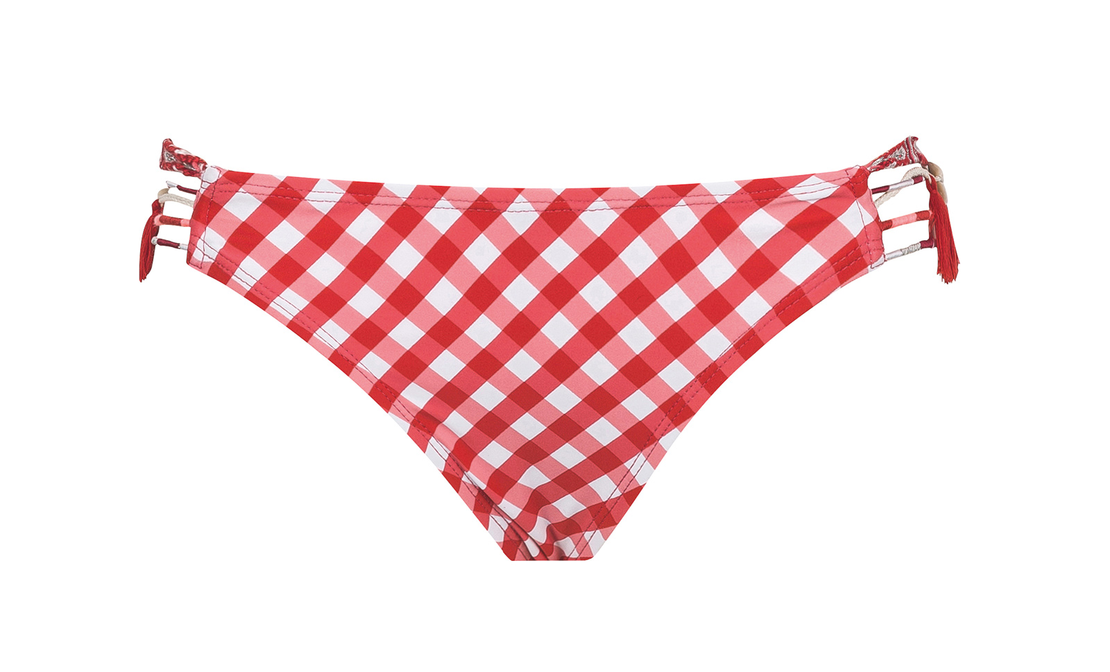 Vichy Red Bikini Bottoms With Brazilian Ties - Calcinha Bb Swim Red