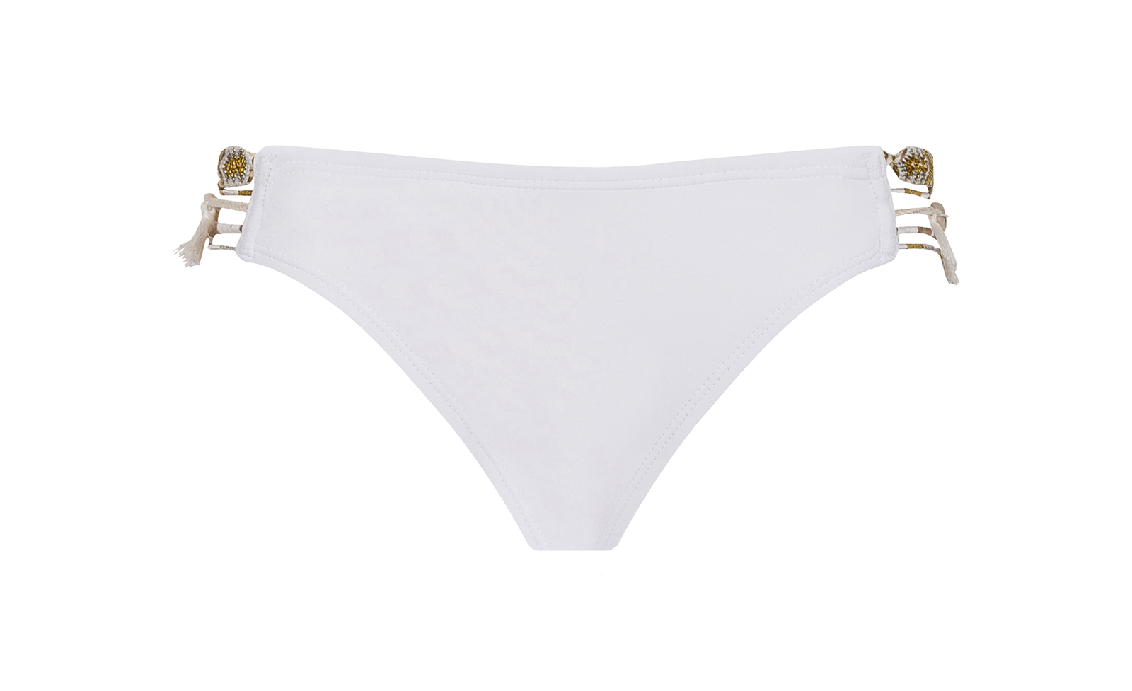 White Bikini Bottoms With Brazilian Ties - Calcinha Uniswim White