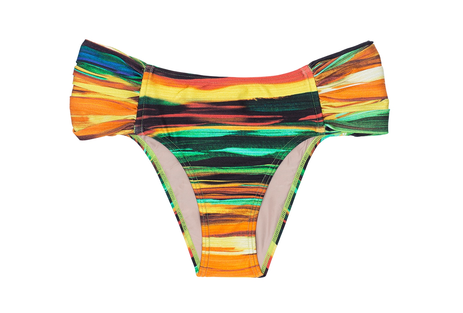 Wide-sided Bikini Bottom With Painted-style Stripes - Calcinha Pintura ...