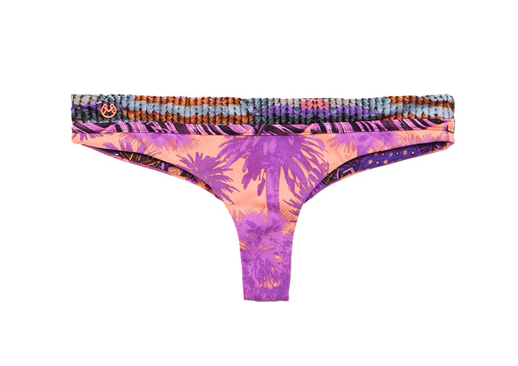 Maaji Swimsuit Thong With Pink/lilac Palm Tree Print - Calcinha Freak