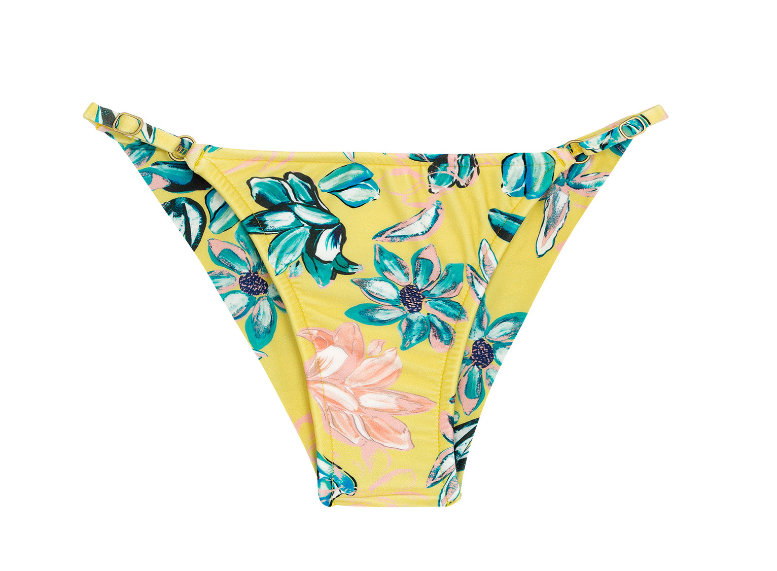 Yellow Floral Adjustable Scrunch Bikini Bottom - Bottom Florescer ...