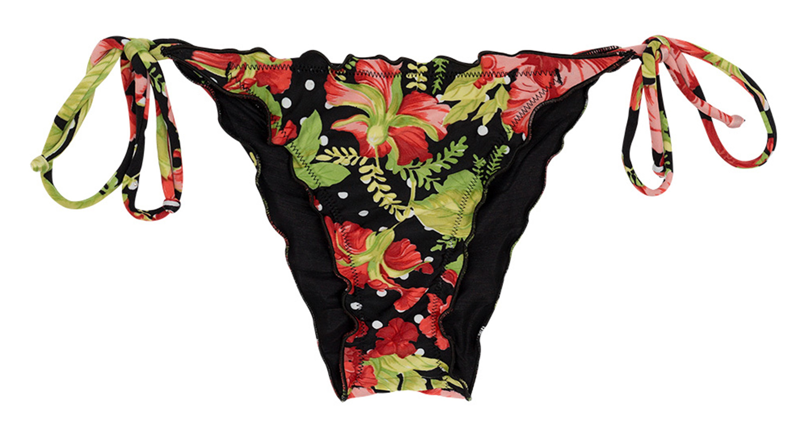 Scrunch Side Tie Bikini Bottom In Flowers And Polka Dot Print Bottom Ilha Bela Frufru Rio De Sol