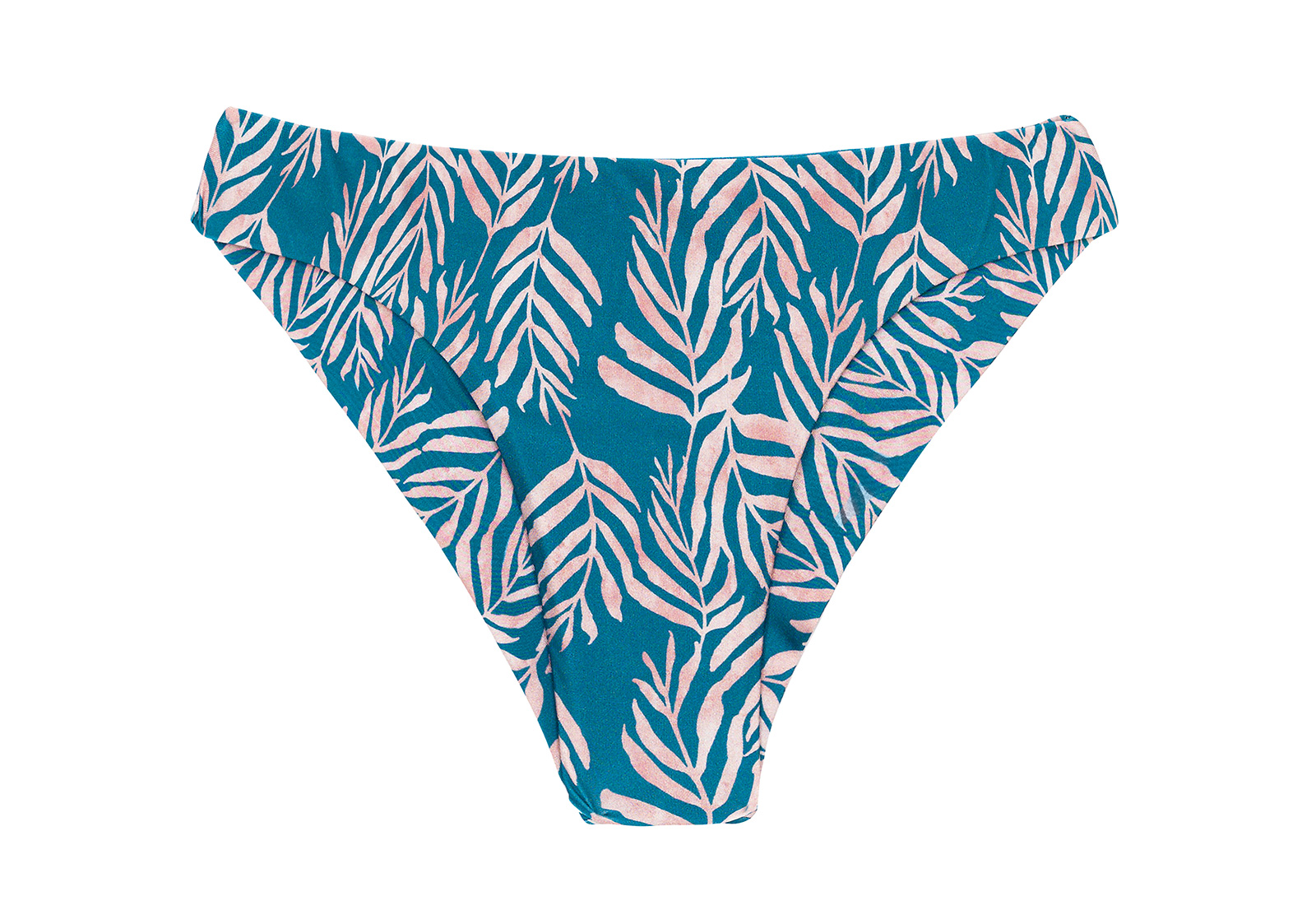 Blue Fixed Scrunch Bikini Bottom In Leaves Print - Bottom Palms-blue ...