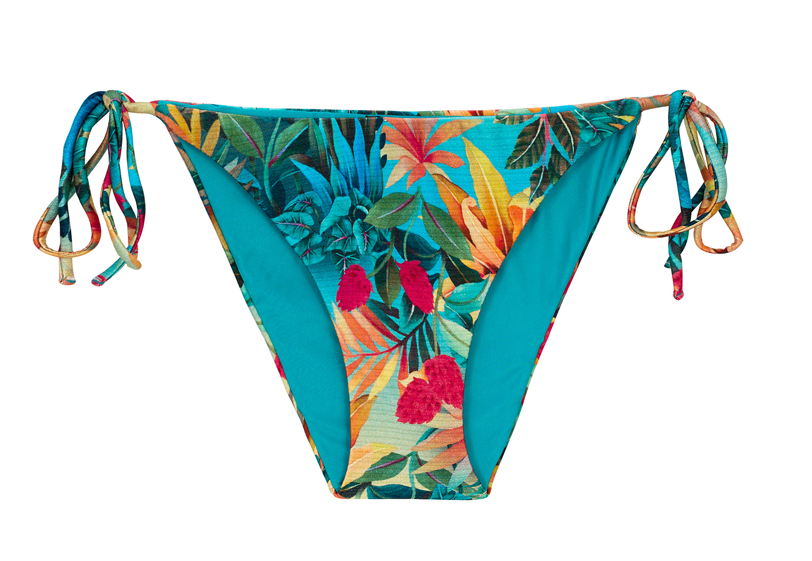 Blue Tropical Flowers Side Tie Bikini Bottom Bottom Paradise Ibiza