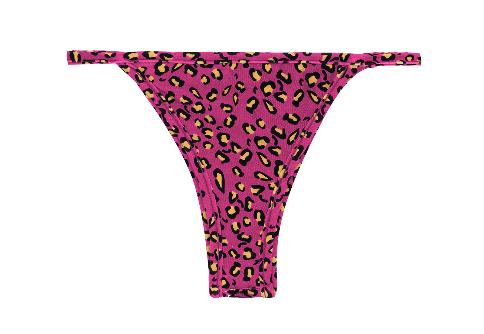 Pink Brazilian Bikini Bottom With Thin Sides And Leopard Pattern