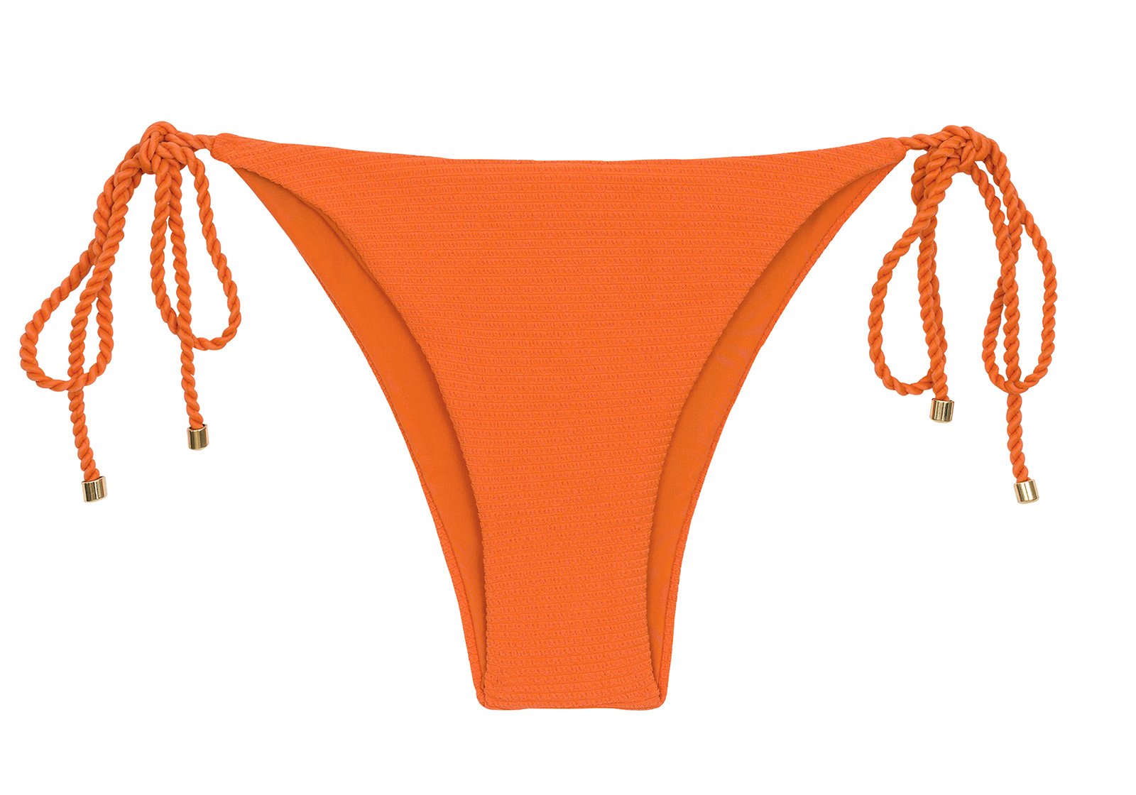 Orange Textured Brazilian Bikini Bottom With Twisted Ties - Bottom St ...