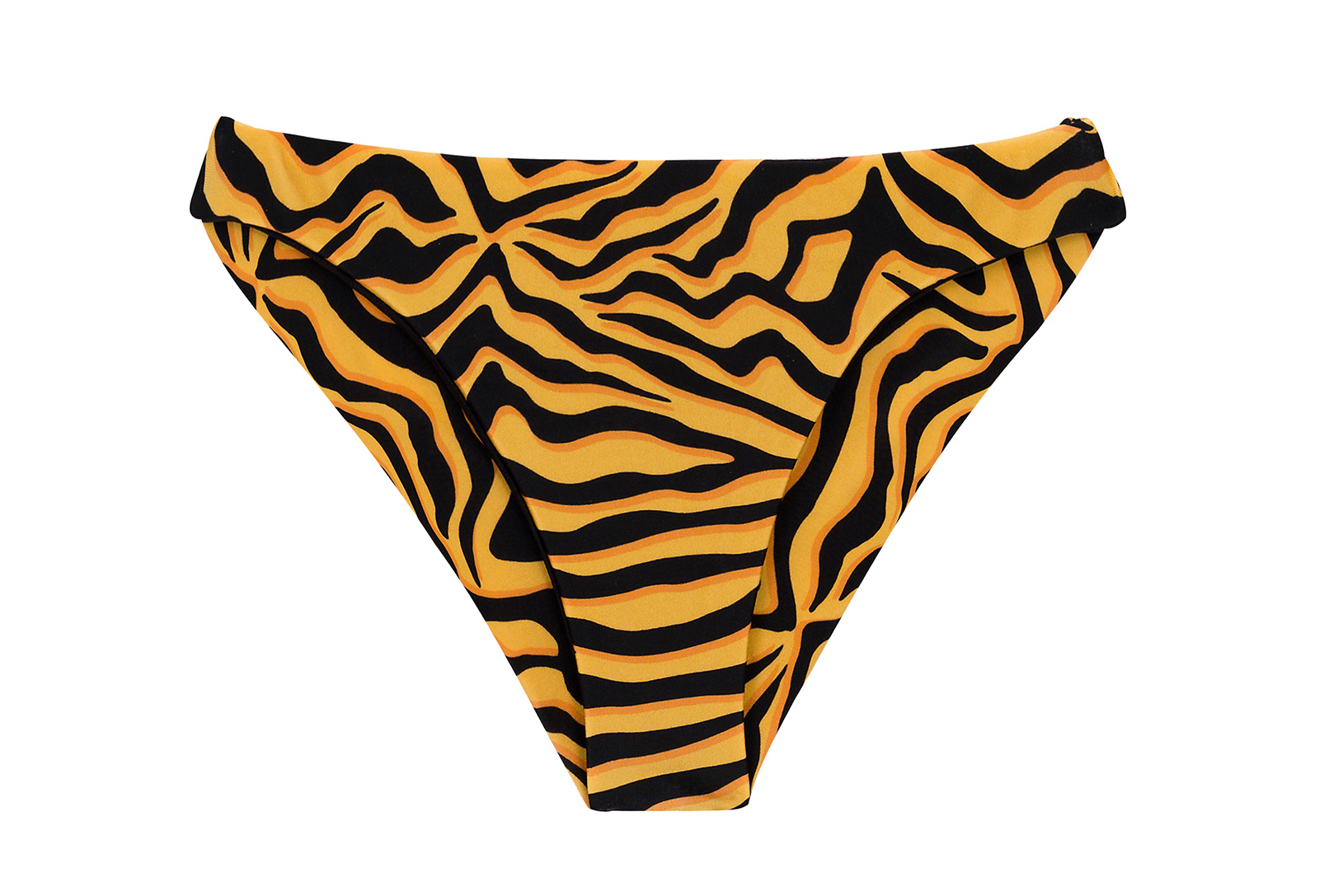 Orange & Black Tabby Scrunch Fixed Brazilian Bikini Bottom - Bottom ...