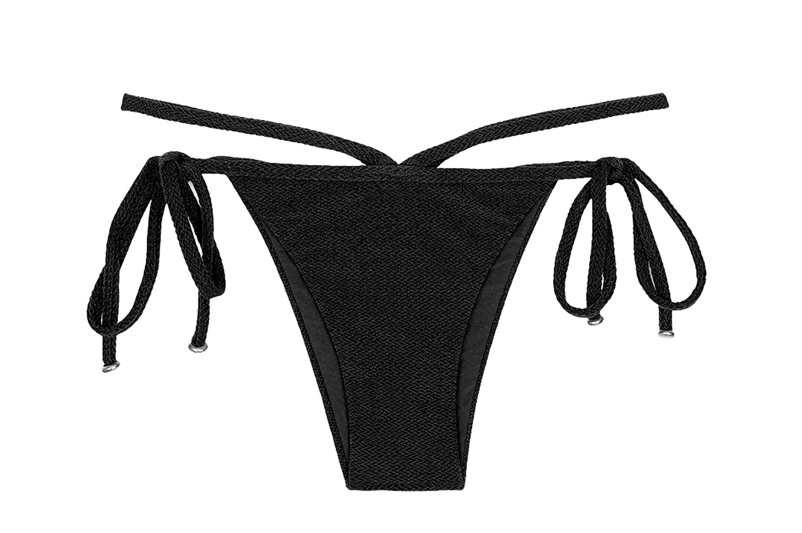 Strappy Textured Black Brazilian Bikini Bottoms With Side Ties ...