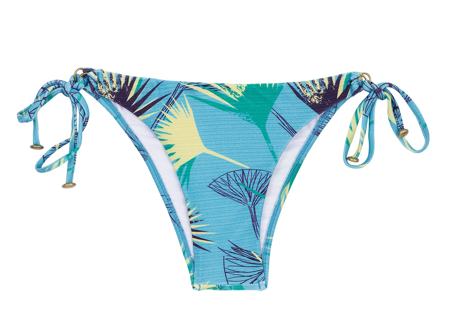 Blue Graphic Brazilian Side Tie Bikini Bottom Bottom Flower Geometric 