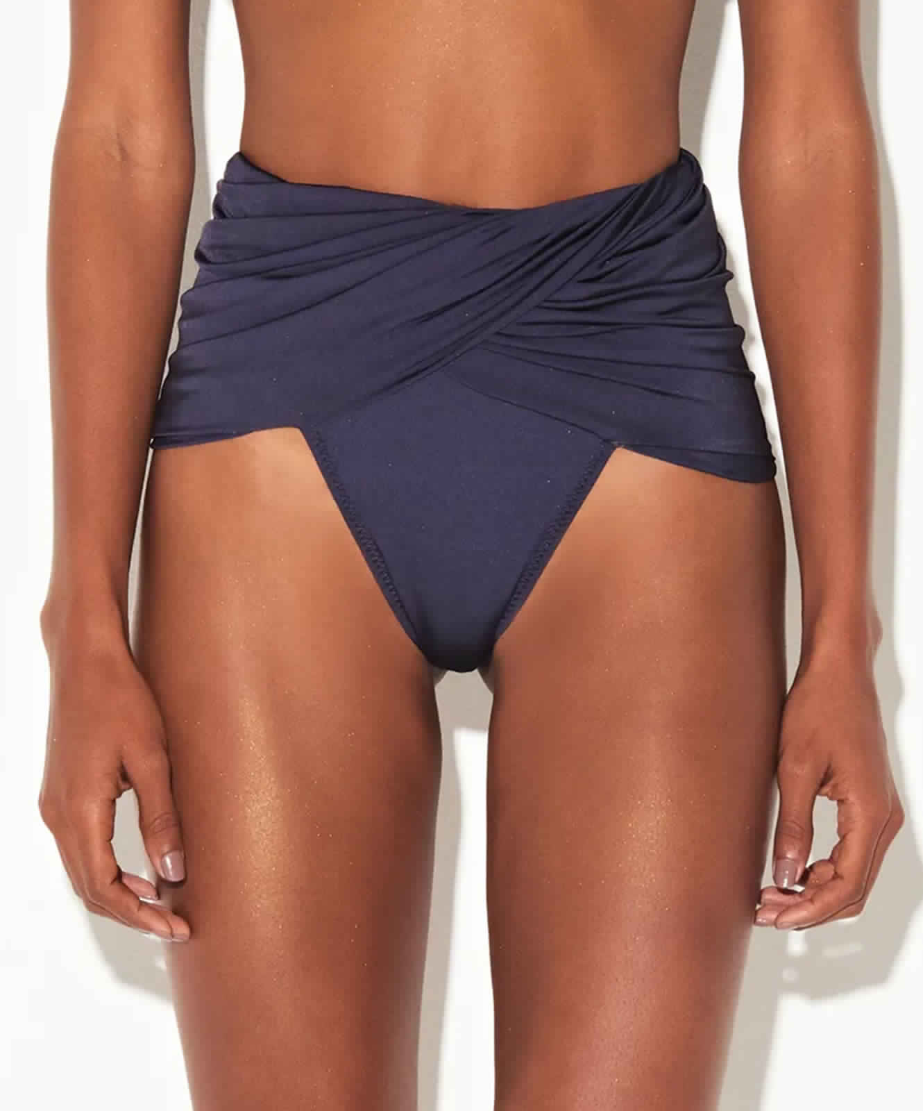 navy blue high waisted bikini bottoms