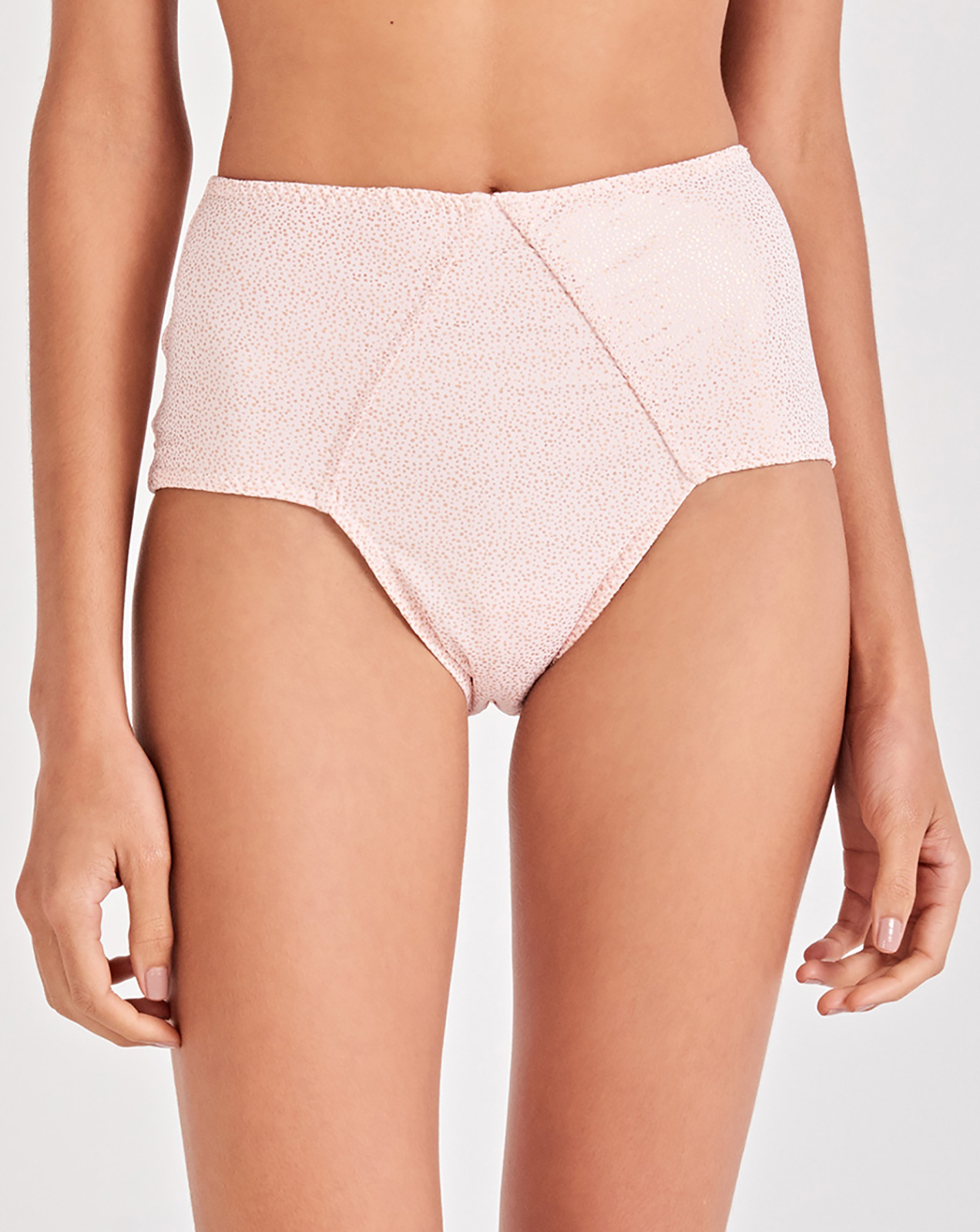 Nude Spotted High Waist Bikini Bottom Bottom Torcido Rose Triya