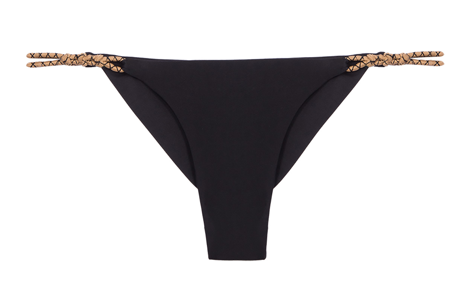 Luxurious Black Brazilian Bikini Bottom With Rope Leather Ties Bottom