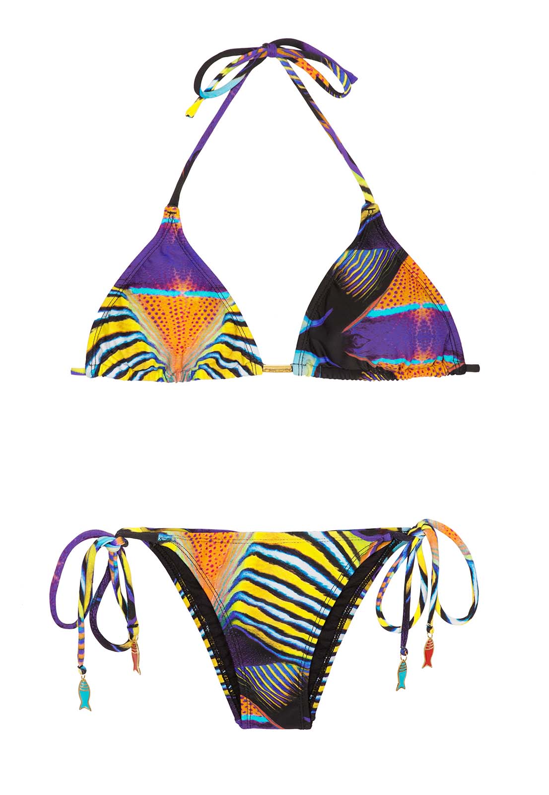 Blue Man Fish Print Brazilian Bikini, Triangle Top - Coral Carioca