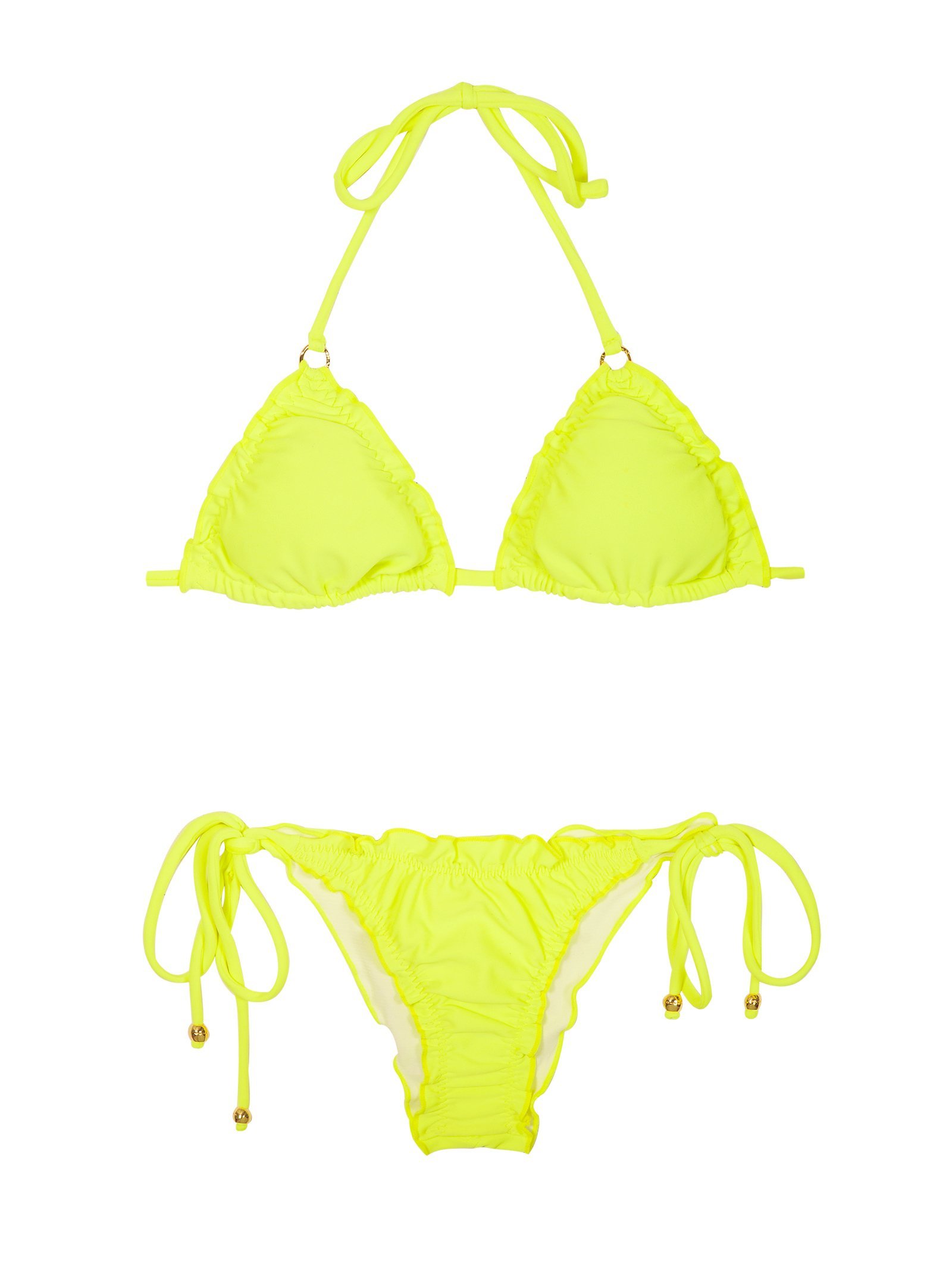 Fluorescent Yellow Bikini Scrunch Bottom And Wavy Edges Mel Electric ...