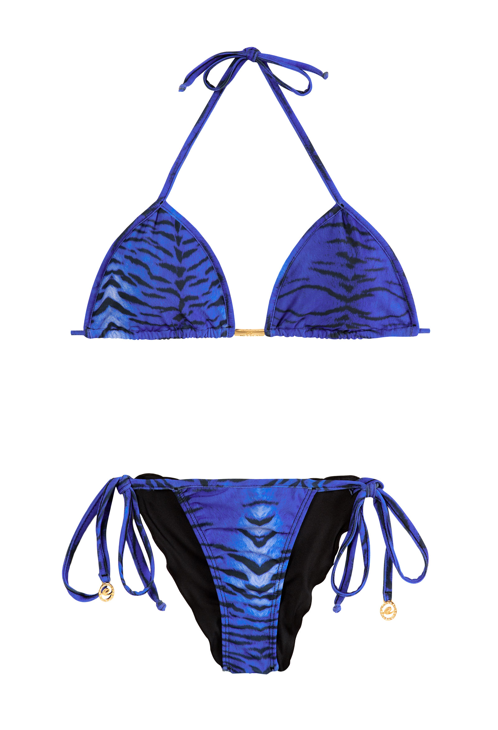 Ellis Beach Wear Blue Tiger Print Scrunch Bikini - Tigre Luli Azul