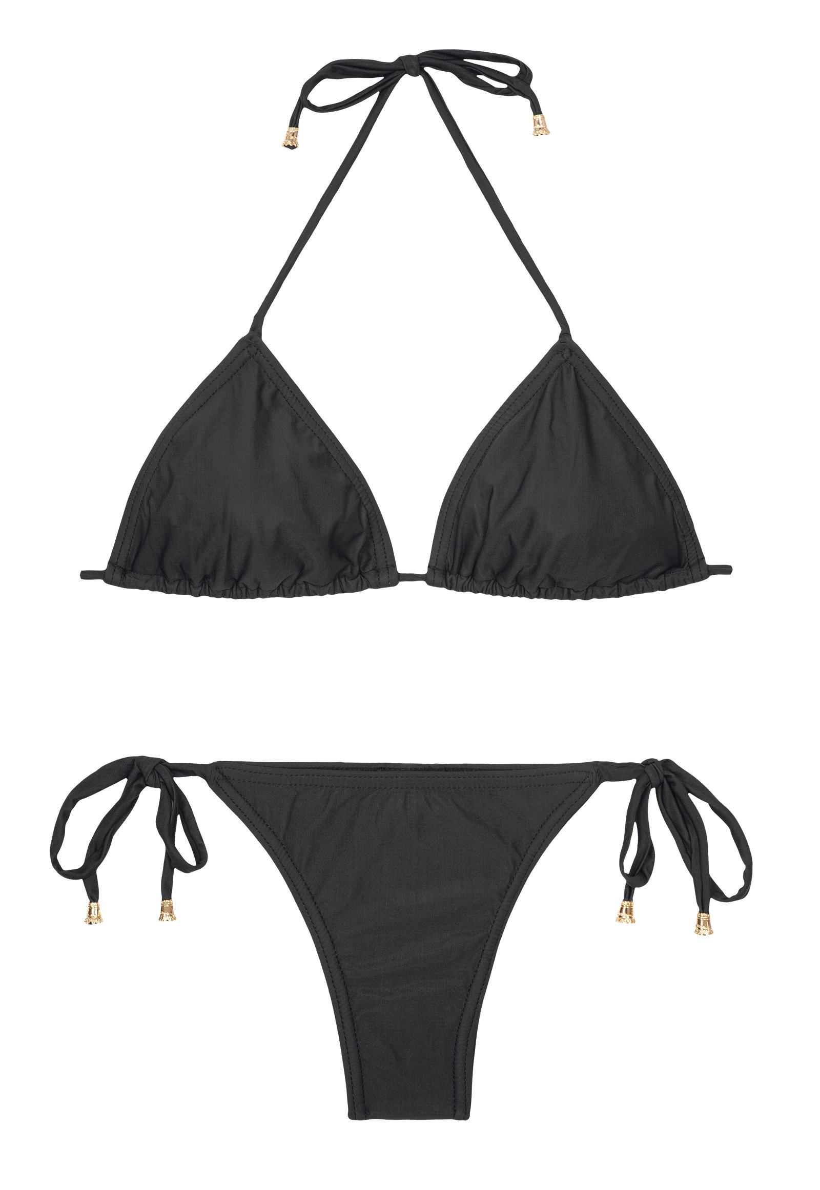 Solid Black Bathing Suit With Very Low Cut Bottom - Essencial Preto