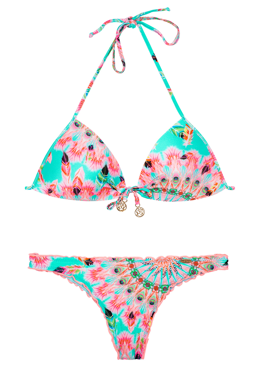 Luli Fama Pastel Pink And Green Push-up Top Bikini Set - Dreamcatcher