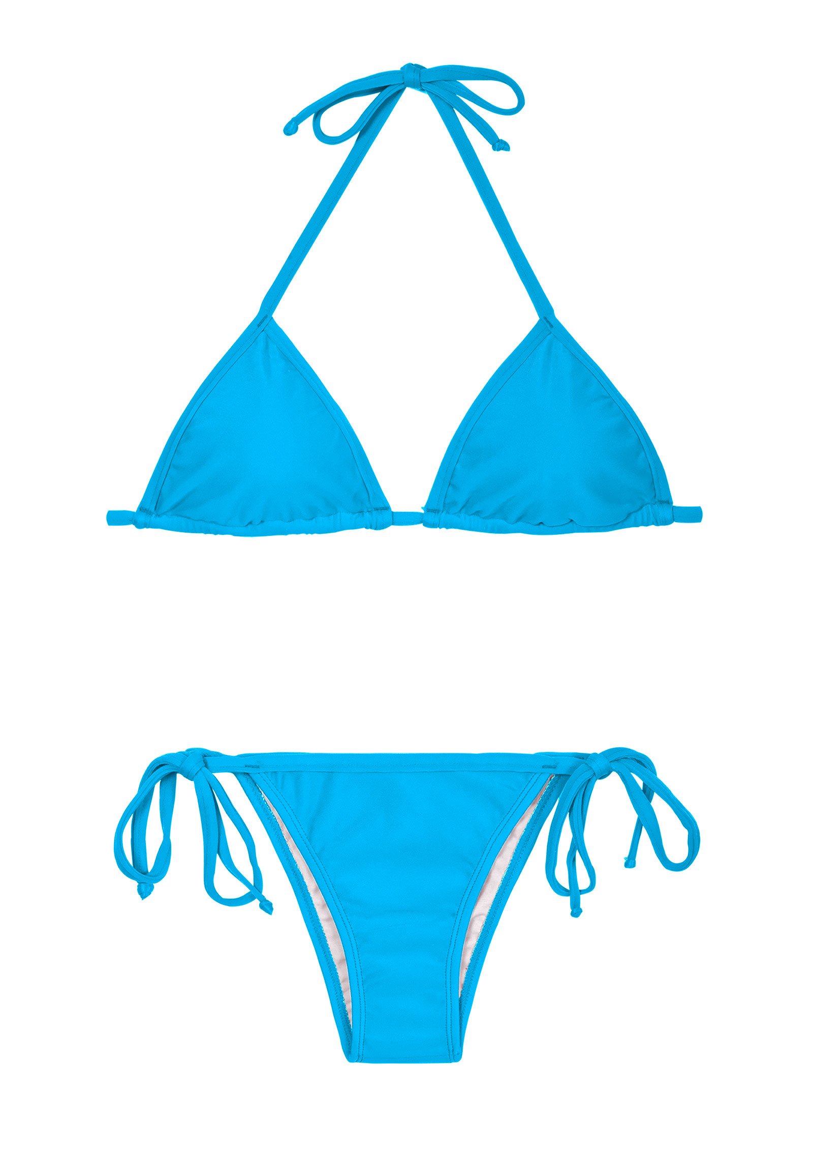 Blue Triangle Bikini And Tie Side Bottoms Blue Cort Lacinho Rio De Sol