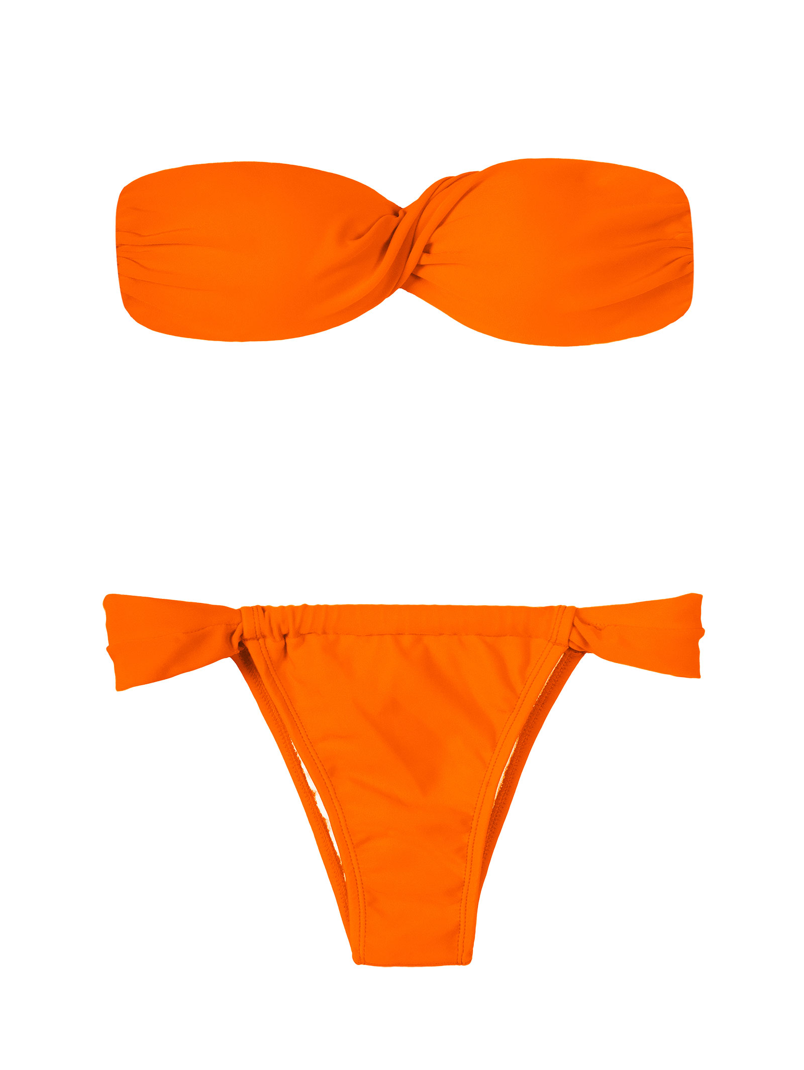 Dark Orange Cross-over Bandeau Bikini, Adjustable Tanga - King Torcido ...