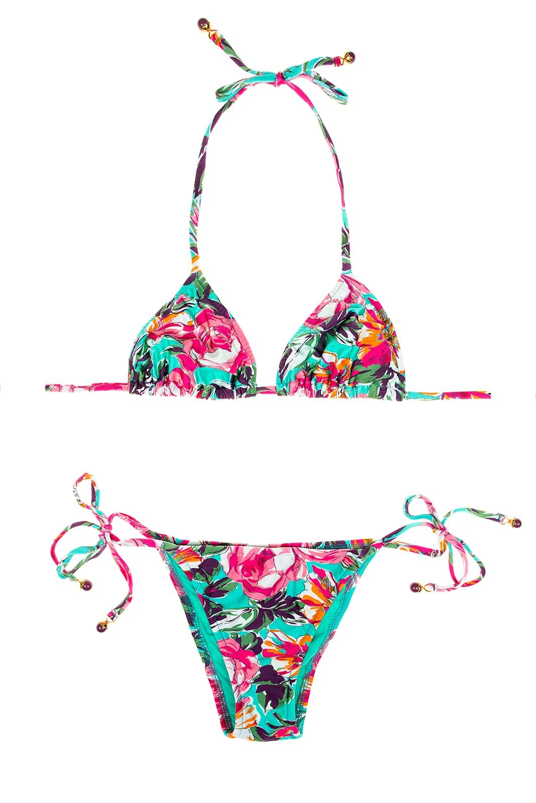 Salinas Pink And Floral Green Brazilian Bikini - Bora Agua