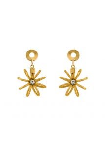 Capim dourado  flower earrings with strass - FLOR STRASS