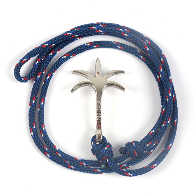 Плетеный веревочный браслет темно-синего цвета с застежкой-пальмой - BRACELET PALMIER MARINE