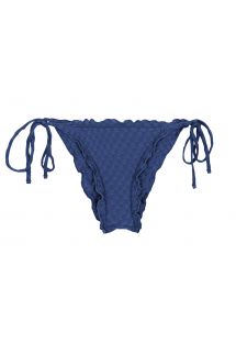 Blue scrunch side-tie bikini bottom with textured fabric - BOTTOM KIWANDA DENIM FRUFRU