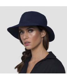 Navy elastic beach hat (for ponytail) - CHAPEU CALIFORNIA MARINHO - SOLAR PROTECTION UV.LINE