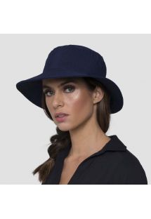 Navy elastic beach hat (for ponytail) - CHAPEU CALIFORNIA MARINHO - SOLAR PROTECTION UV.LINE