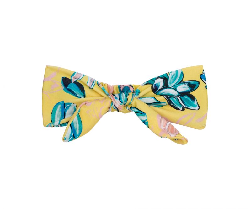 Yellow headband with a bow and flowers - FLORESCER KNOT HEADBAND